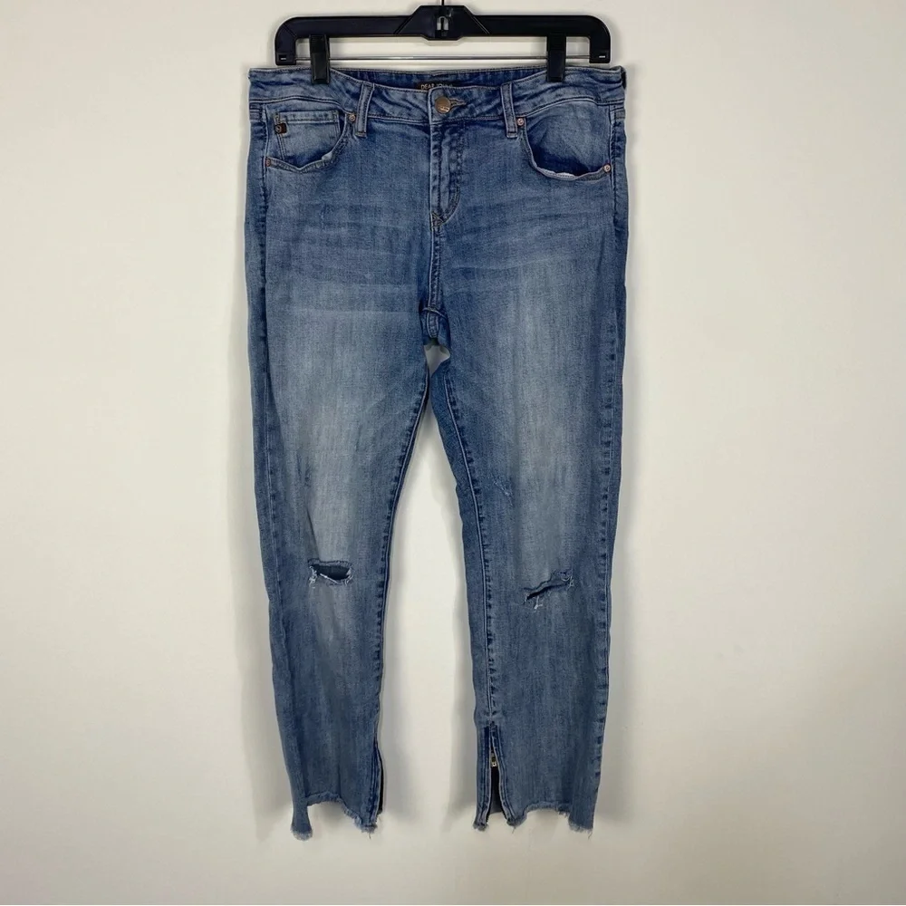 Dear John Medium Wash Denim Distressed Zipper Ankle Jeans